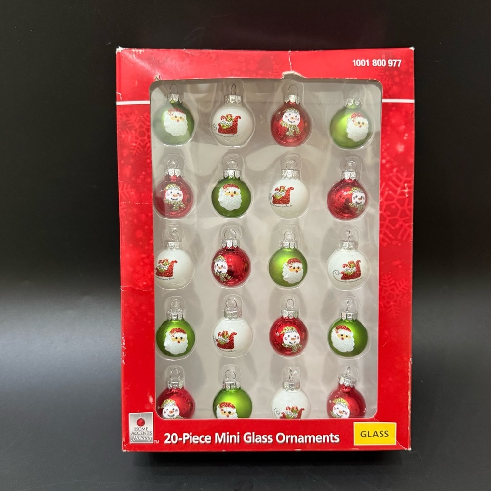 Home Accents 20-pc Mini Glass Snowman Red Green White Santa Mini Ball Ornaments